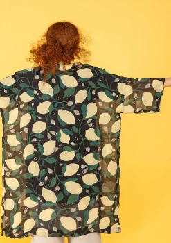 Gudrun Sjödén Kimono Limone Aus Viskosegewebe* Strickjacken|Hippie-Mode