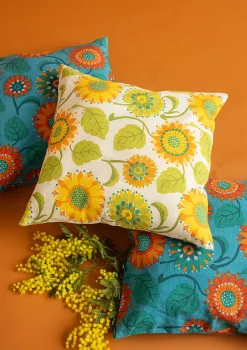 Gudrun Sjödén Kissenhülle Sunflower Aus Bio-Baumwolle/Leinen* Sonnenblumen für UNHCR|Schlafzimmer Deko