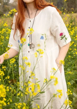Gudrun Sjödén Kleid Blombukett Aus Leinengewebe* Kleider|Leinenkleidung