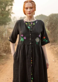 Gudrun Sjödén Kleid Blombukett Aus Leinengewebe* Kleider|Leinenkleidung
