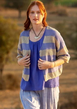 Gudrun Sjödén Strickjacke Aus Leinen/Recycling-Baumwolle* Leinenkleidung|Gestreifte Kleidung